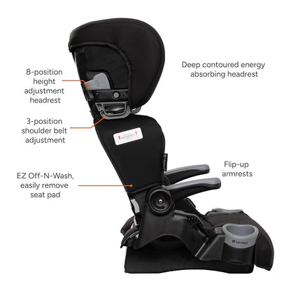 Baby Trend Protect 2-in-1 Folding Booster Seat, Midnight Black – Fold-Flat Travel-Ready Design, Lightweight Build, Belt-Positioning Comfort