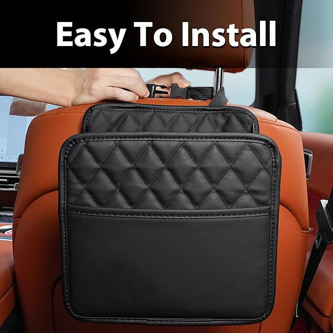 FrgKbTm 2Pack Car Seat Back Organizer, Waterproof Car Backseat Organizer with Cup Holders Large Capacity Hanging Car Storage Bag for Phones Documents Cups Bottle Travel Compatible with Most Vehicles
