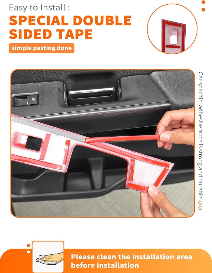 Savadicar Red Carbon Fiber Interior Accessories - Door Window Button Panel Trim Cover for Ford F150 (2021-present) - Premium Texture Interior Decor Upgrade Kit, 4-Piece Set