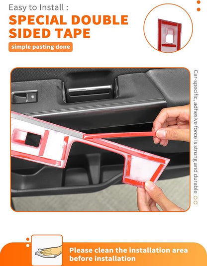 Savadicar Red Carbon Fiber Interior Accessories - Door Window Button Panel Trim Cover for Ford F150 (2021-present) - Premium Texture Interior Decor Upgrade Kit, 4-Piece Set