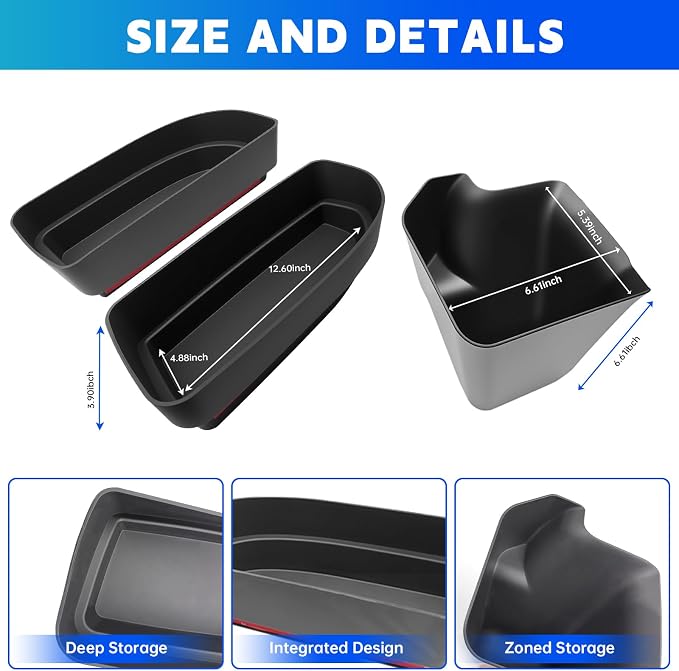 Trunk Organizer Fits for 2010-2024 Toyota 4Runner 5-Seat 2nd Row Trunk Storage Box No-Drill Compatible with 4Runner Accessories (Hetero+Pair, 3PCS)