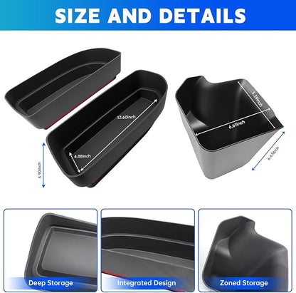 Trunk Organizer Fits for 2010-2024 Toyota 4Runner 5-Seat 2nd Row Trunk Storage Box No-Drill Compatible with 4Runner Accessories (Hetero+Pair, 3PCS)