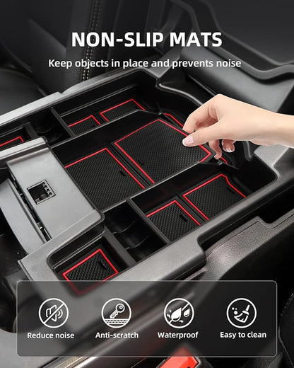 Center Console Organizer for 5th Gen 2026 2025-2019 Ram 1500 2500 3500(Full Console w/Bucket Seats Only), ABS Storage Box, Middle Console Tray Organizer, Insert Container Pallet-Red