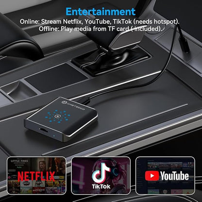 Magic CarPlay AI Box, Wireless CarPlay & Android Auto Adapter with Netflix/YouTube/TikTok, Plug & Play, Car Play Wireless Adapter Compatible with iPhone 7+/iOS 10+ & Android 11+
