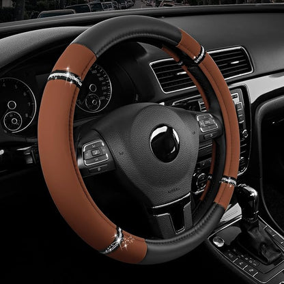 Road Comfort Leather Steering Wheel Cover – Premium Anti-Slip Car Steering Wheel Grip Cover – Universal Fit for 14.5”–15” Cars, Trucks & SUVs - Purple