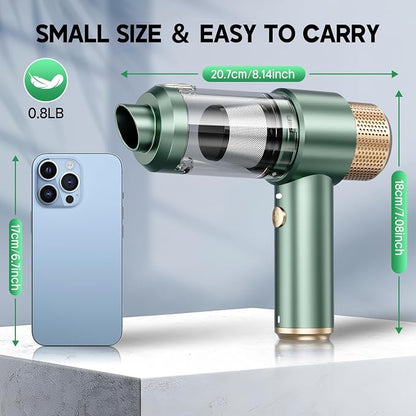 JONYJ Handheld Car Vacuum Cleaner, 16000PA Hand Held Vacuum Portable Cordless, 2 in 1 Air Duster and Vacuum Cleaner with LED Light, Multi-Nozzles, 120W High Power Mini Vacuum for Home, Pet, Office