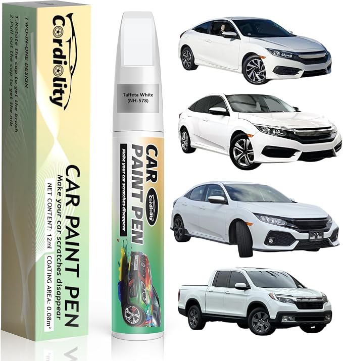 Taffeta White(NH-578) Touch Up Paint Pen for Honda,Car Paint Scratch Repair Pen Quick and Easy Fix Auto Paint Scratch