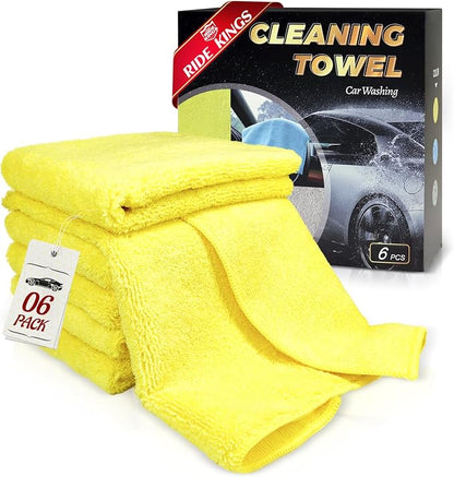 Car Wash Drying Towels, 450gsm Ultra-Thick Absorbent Lint-Free Extra Soft Microfiber Rags for Car Detailing, Interior & Exterior Cleaning Cloths, 16in x 16in - Microfiber, Yellow, 6 Packs