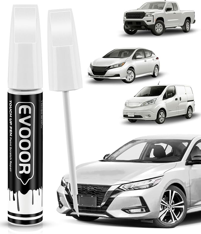 QAK Glacier White/White Touch Up Paint Compatible with Nissan Exact Match 2 in 1 Touch up Paint for Chips and Nicks Repair
