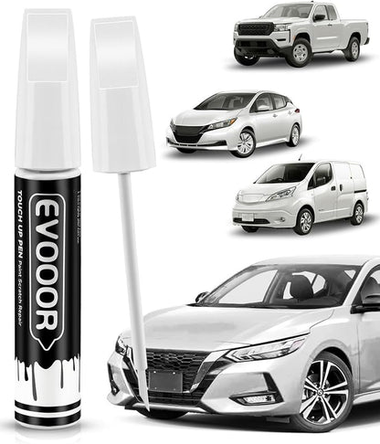 QAK Glacier White/White Touch Up Paint Compatible with Nissan Exact Match 2 in 1 Touch up Paint for Chips and Nicks Repair