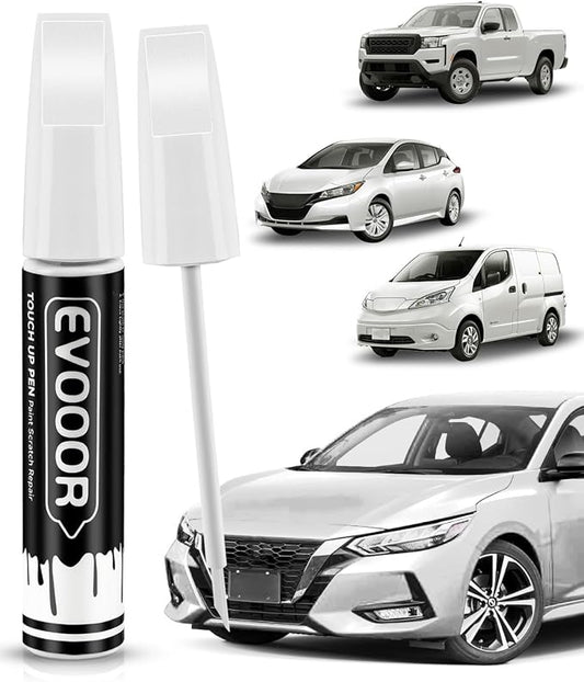 QAK Glacier White/White Touch Up Paint Compatible with Nissan Exact Match 2 in 1 Touch up Paint for Chips and Nicks Repair