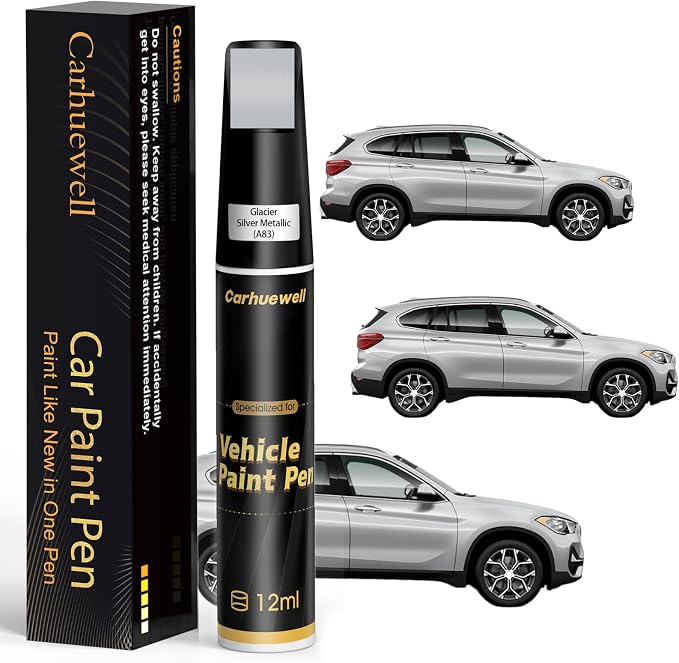 Glacier Silver Metallic(A83) Touch Up Paint Compatible with BMW, Exact Match Car Paint Pen Automotive Scratch Repair Remover Kit Quick & Easy Solution for Vehile Chips and Nicks