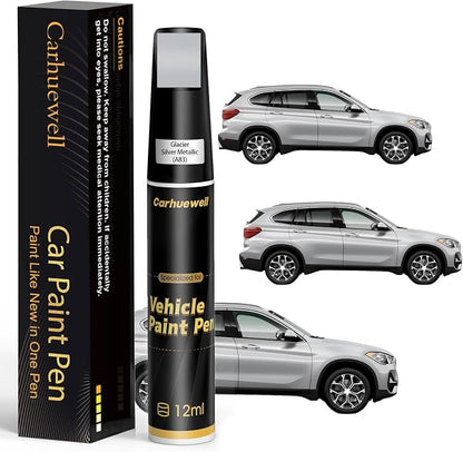 Glacier Silver Metallic(A83) Touch Up Paint Compatible with BMW, Exact Match Car Paint Pen Automotive Scratch Repair Remover Kit Quick & Easy Solution for Vehile Chips and Nicks