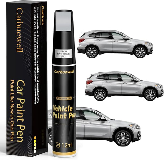 Glacier Silver Metallic(A83) Touch Up Paint Compatible with BMW, Exact Match Car Paint Pen Automotive Scratch Repair Remover Kit Quick & Easy Solution for Vehile Chips and Nicks
