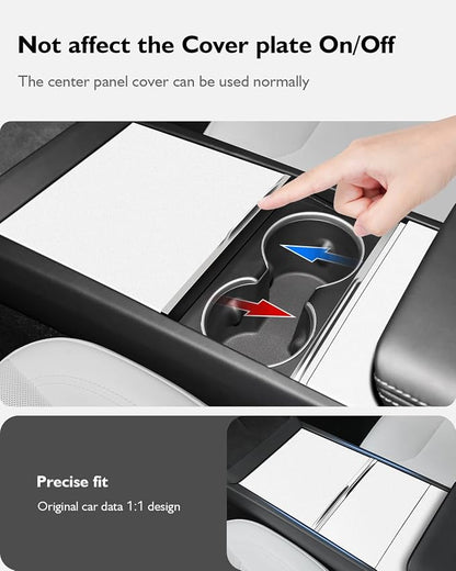 Farmogo Center Console Carbon Kit for Tesla Model Y Juniper 2025-2026 & Model 3 Highland 2024-2026 Accessories 3PCS Center Console Cover Interior Decoration Wrap Kit (White)