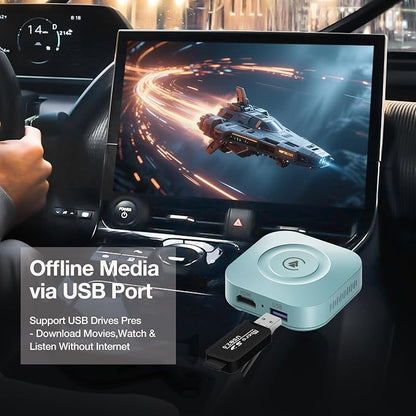 Magic Box 2026 Wireless CarPlay Adapter, AI Box Android Auto Supports Strea-ming Video for TikTok/YouTube, USB for Offline Media, Screen Mirroring Car Adapter for Factory Wired Car Play