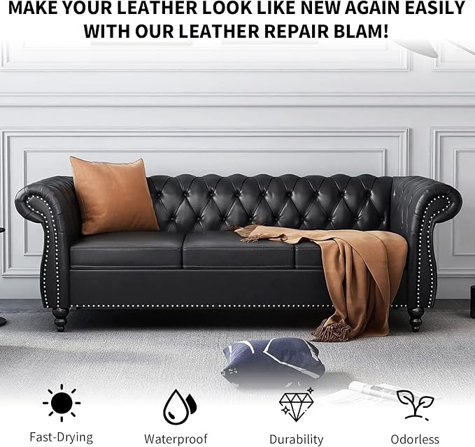 Black Leather Recoloring Balm,Leather Couch Scratch/Stain Remover,Leather Repair kit for Vinyl Furniture and Car Interior,Leather Dye Paint for Scratched and Faded Leather Couches