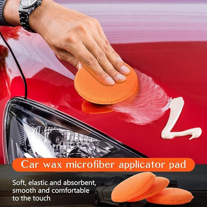 Tanlade 100 Pcs Car Detailing Microfiber Applicator Pad Wax Applicator Wash Microfiber Pads, 5 Inch Diameter (Orange)