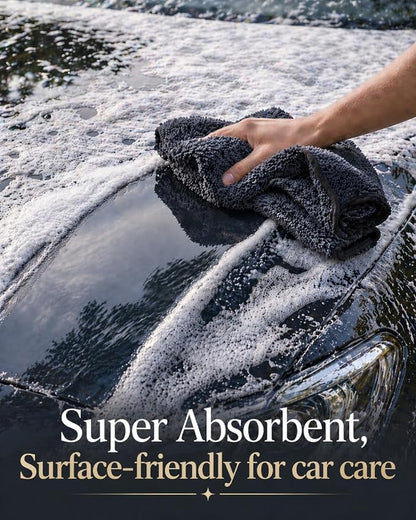 3 Pack Clay Towel Auto Detailing, Shiny Wipes Shower Cleaning Cloths, Dual-Layer 11.8 x 11.8 in Black Towel Mitt for Paint, Glass, Metal & Plastic Microfiber Towel for Bathroom, Car
