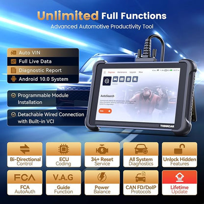 THINKCAR THINKSCAN 689 OBD2 Scanner, Bidirectional Scan Tool with 34+ Reset, 3000+ Active Test, ECU Coding, PMI, Wired Full System Diagnostic Scanner for Cars, CANFD/DOIP, FCA SGW AutoAuth