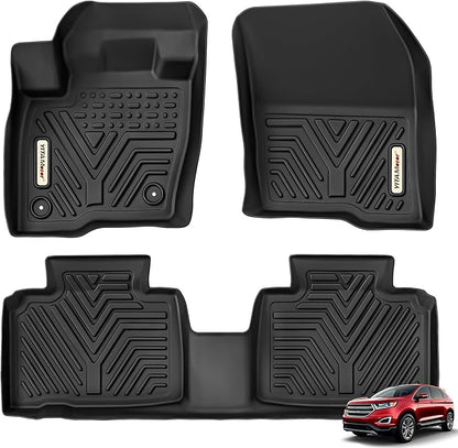 YITAMOTOR Floor Mats Compatible with 2015-2024 Ford Edge, Custom Fit Black TPE Floor Liners 1st & 2nd Row All-Weather Protection