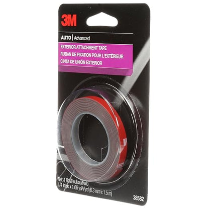 3M Auto Exterior Attachment Tape, 1/4 in x 5 ft, Heavy Duty Double-Sided Automotive Tape for Car Trim, Moldings, Emblems, and Badges (Pack of 24, 38582)