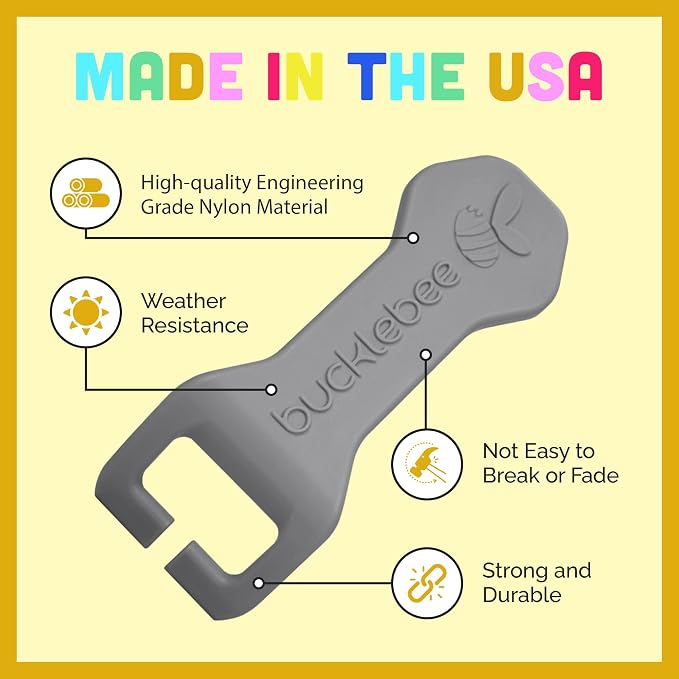 Bucklebee Easy Car Seat Buckle Release Aid for Children Unbuckle Car Seat Release Tool - Button Pusher - Opener for Nails (1 Pack Gray)
