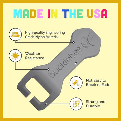 Bucklebee Easy Car Seat Buckle Release Aid for Children Unbuckle Car Seat Release Tool - Button Pusher - Opener for Nails (1 Pack Gray)