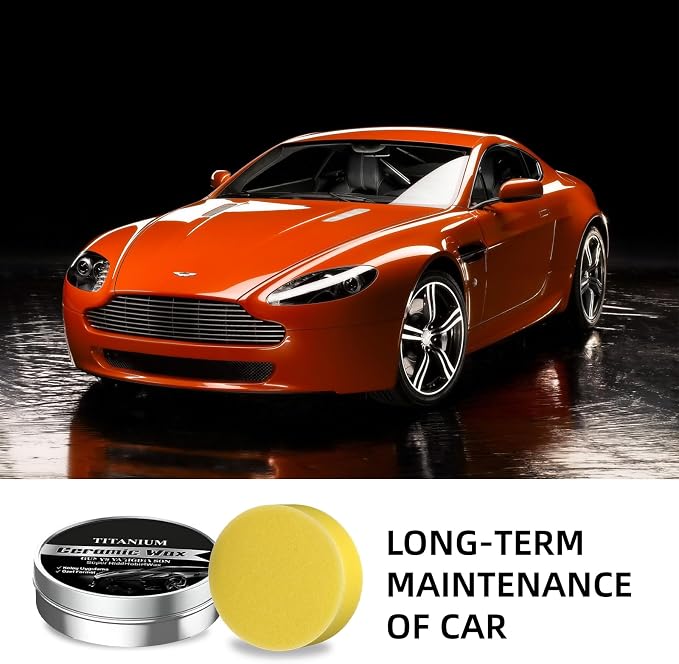 Titanium Ceramic Wax Cream for Cars – Advanced Car Coating & Polishing Wax, Strong Protection & Long-Lasting Shine, Waterless Spray Application, Safe for All Paint, Includes Microfiber Sponge