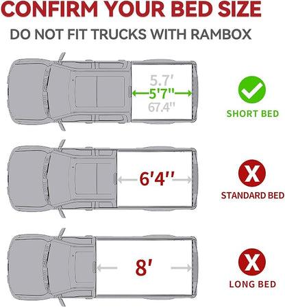 YITAMOTOR FRP Hard Tri-Fold Truck Bed Tonneau Cover Compatible with Dodge Ram 1500 2009-2024 (19-24 Classic ONLY), 5.7 ft Bed Without Rambox