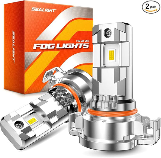 SEALIGHT 2504/5202 LED Fog Light Bulbs, 17000LM 800% Upgrade 5201 5202 PS24W, PSX24W 2504 LED Fog Lights 6500K, Long-Lasting Fog Lights, RV Clearance Light Marker Light, 1:1 Size Compact Design