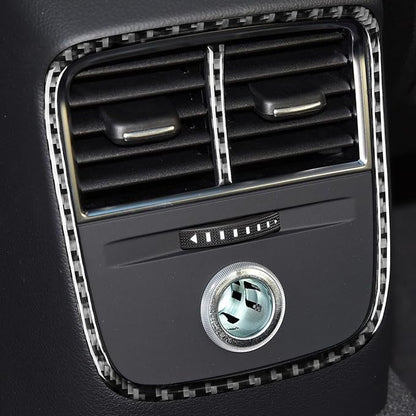 Real Premium Carbon Fiber Sticker Compatible with Audi A3 S3 RS3 8V 2013 2014 2015 2016 2017 2018 2019 Car Rear Center Console air Conditioning Vents Decor Frame Auto Interior Accessories Black