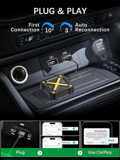 Wireless CarPlay Adapter for Apple iPhone - Bluetooth 5.3 Plug & Play, No Latency, Auto Reconnect, Compatible with 2016+ Factory Wired CarPlay Cars & iOS10+
