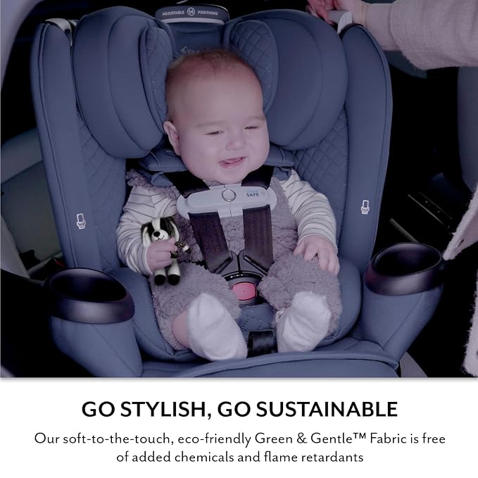 Evenflo Revolve360 Extend All-in-One Rotating Car Seat with Green & Gentle Fabric (Agate)