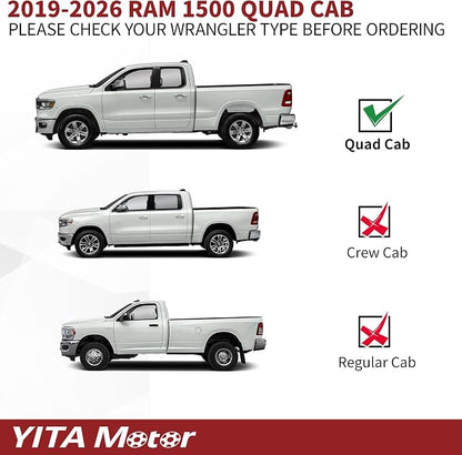 YITAMOTOR 6.5 inches Running Boards Compatible with 2019-2026 Dodge Ram 1500 Quad Cab/Extended Cab New Body Style (Exclude Classic), Chrome Side Step Nerf Bars