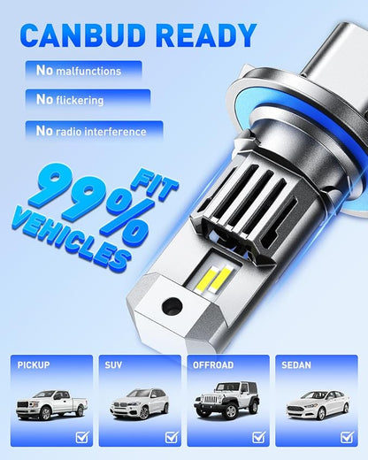 AUTOONE H13/9008 LED Bulb Hi Lo, 50000LM for Automotive Halogen H13 Lights, 1:1 Size 99% Compatibility, 2 PCS