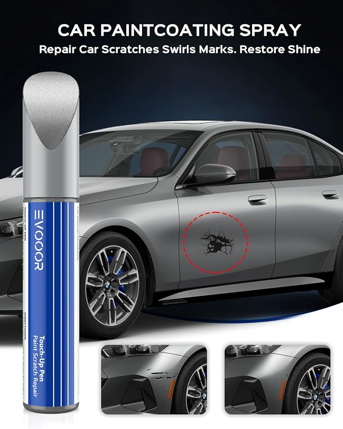 Touch Up Paint for BMW, Titan Silver(354) Exact Match Touch Up Paint Car Scratch Repair (Titan Silver Metallic for 3/5 Series)