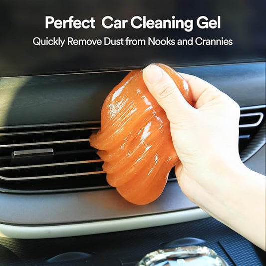PULIDIKI Car Cleaning Gel for Car Cleaning Putty Car Putty Auto Detailing Tools Car Slime Cleaner Dust Cleaning Gel for Car Interior Cleaner Car Accessories Keyboard Cleaner Orange, 4 Pack (160g Each)