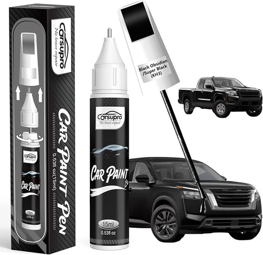 Black Obsidian/Super Black(KH3) for Nissan Touch Up Paint Pen, 2 in 1 Car Scratch Remover with Pen Tip and Brush, Precise Color Match for Car Paint Scratch Repair, Quickly and Easily Fix Chips and Nicks