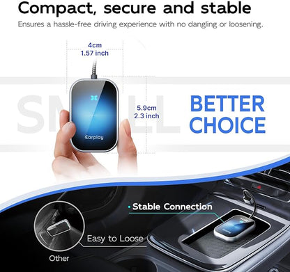 Wireless CarPlay Adapter for Apple iPhone (2025 Upgraded) - Multi-User Seamless Connection for Convert Wired to Wireless Car Play Adapter - No Latency from iOS 10+ to Screen w/USB C (Blue)