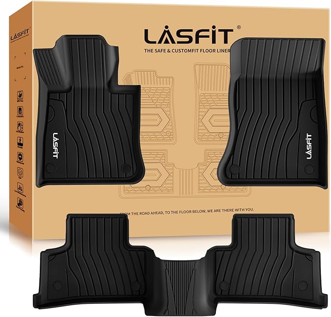 LASFIT Floor Mats for Mercedes Benz GLC 2023-2026 (Coupe Only for 2024-2026), GLC300 / GLC350e / GLC43 AMG/GLC 63 AMG S E, All Weather TPE Floor Liners Custom Fit GLC Car Mats 1st & 2nd Row Set