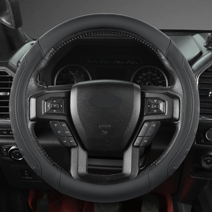 GIANT PANDA Car Steering Wheel Cover for Ford - F150 F250 F350 Expedition, (15.5-16 inches - Black)
