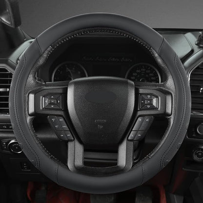 GIANT PANDA Car Steering Wheel Cover for Ford - F150 F250 F350 Expedition, (15.5-16 inches - Black)