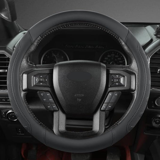 GIANT PANDA Car Steering Wheel Cover for Ford - F150 F250 F350 Expedition, (15.5-16 inches - Black)