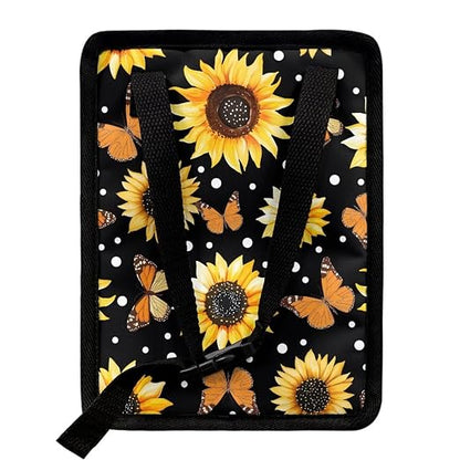 BIGCARJOB Sunflower Car Trash Bin Car Trash Can Bags Butterflies Print Hanging Accessories Trash Can Storage Bag for Women Girly Cute Car Trash Can with Lid Collapsible