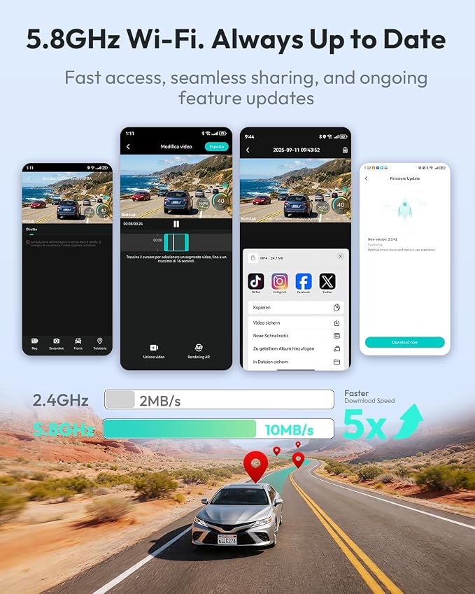 BOTSLAB G300 PLUS 4K DUAL Dash Cam Front and Rear [Updated Version], STARVIS 2 Sensor, 64GB Card Included, Voice Control, 5GHz WiFi Dashcam Front and Rear Camera, GPS,WDR Night Vision,24H Parking Mode