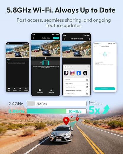 BOTSLAB G300 PLUS 4K DUAL Dash Cam Front and Rear [Updated Version], STARVIS 2 Sensor, 64GB Card Included, Voice Control, 5GHz WiFi Dashcam Front and Rear Camera, GPS,WDR Night Vision,24H Parking Mode