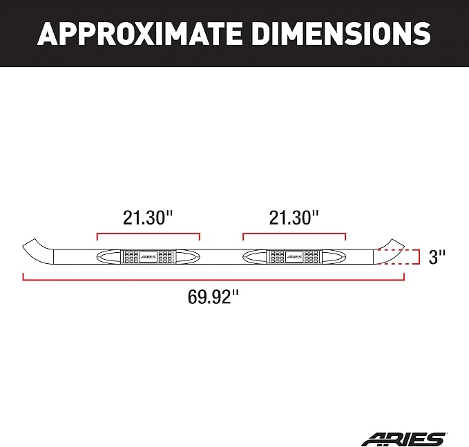 ARIES 204076-2 3-Inch Round Polished Stainless Steel Nerf Bars, No-Drill, Fits Select Hummer H3