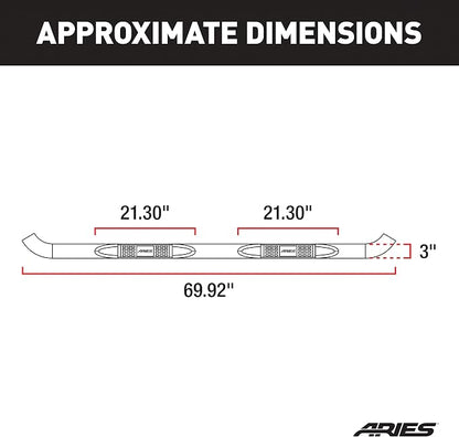 ARIES 204076-2 3-Inch Round Polished Stainless Steel Nerf Bars, No-Drill, Fits Select Hummer H3