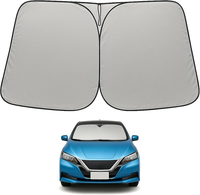 Proadsy 2026 Upgrade Windshield Sun Shade Custom Fit 2018-2025 2026 Nissan Leaf Foldable Front Sunshade Protector Sun Visor Blocks UV Rays Keep Car Cooler